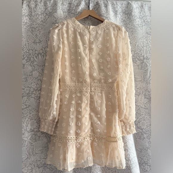 Lulu's Ivory Lace Polka Dot Dress - Picture 2 of 3